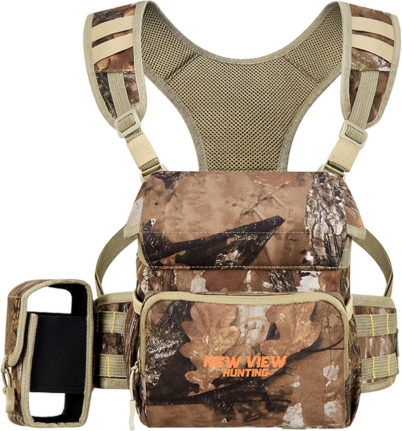 NEW VIEW Binocular Harness Chest Pack, Bino Case with Rangefinder Pouch and Rain Cover, Silent Chest Rig with 8 Pockets for Hunting, Hiking, Bird Watching - Image 1